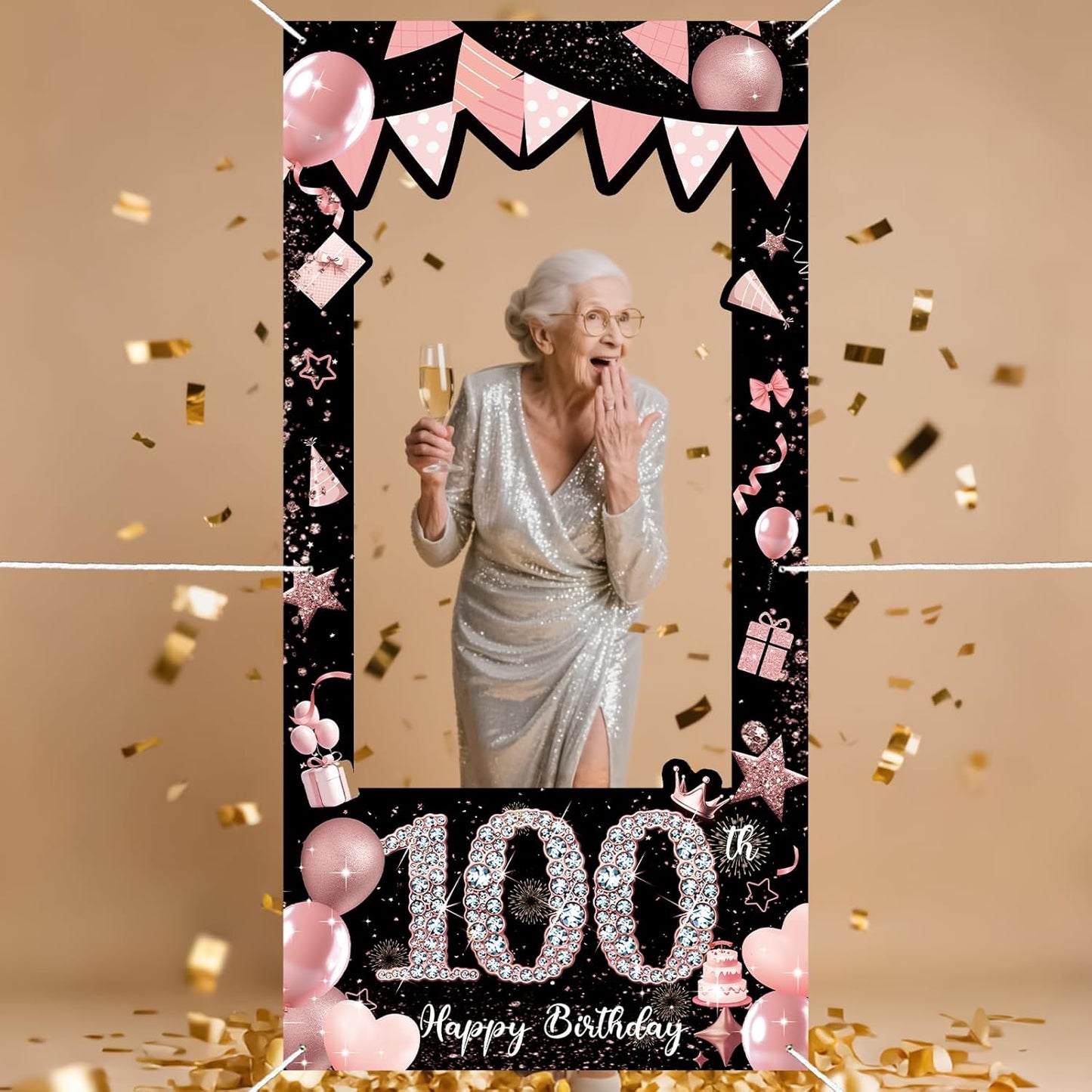 Pink 80th Birthday Neon Photography Banner Backdrop Glow Party Disco Dance Neon Theme Birthday Banner Photo Frame Props Props Selfie Background Face Cutout Photo Props Decoration