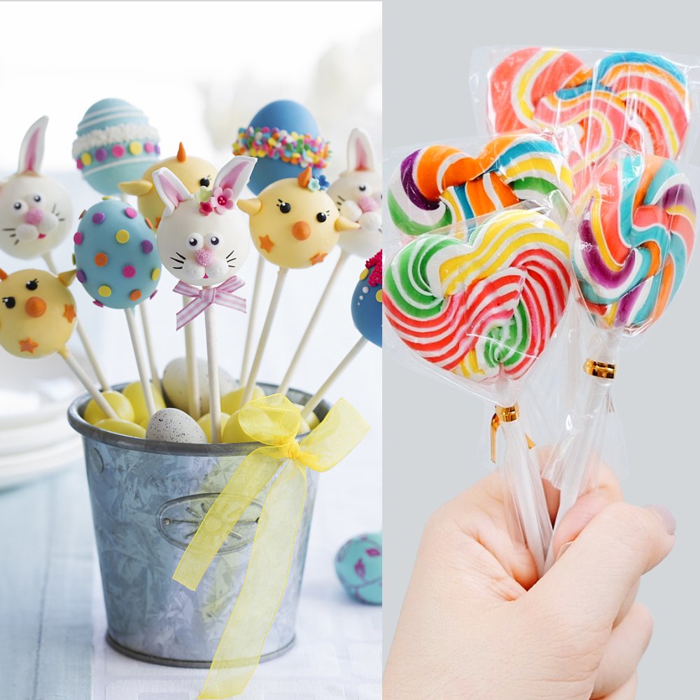 Augshy 300Pcs 6 Inch Cake Pops Making Tools - 100Pcs Cake Pop Sticks, Bags and Twist Ties