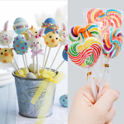 Augshy 300Pcs 6 Inch Cake Pops Making Tools - 100Pcs Cake Pop Sticks, Bags and Twist Ties