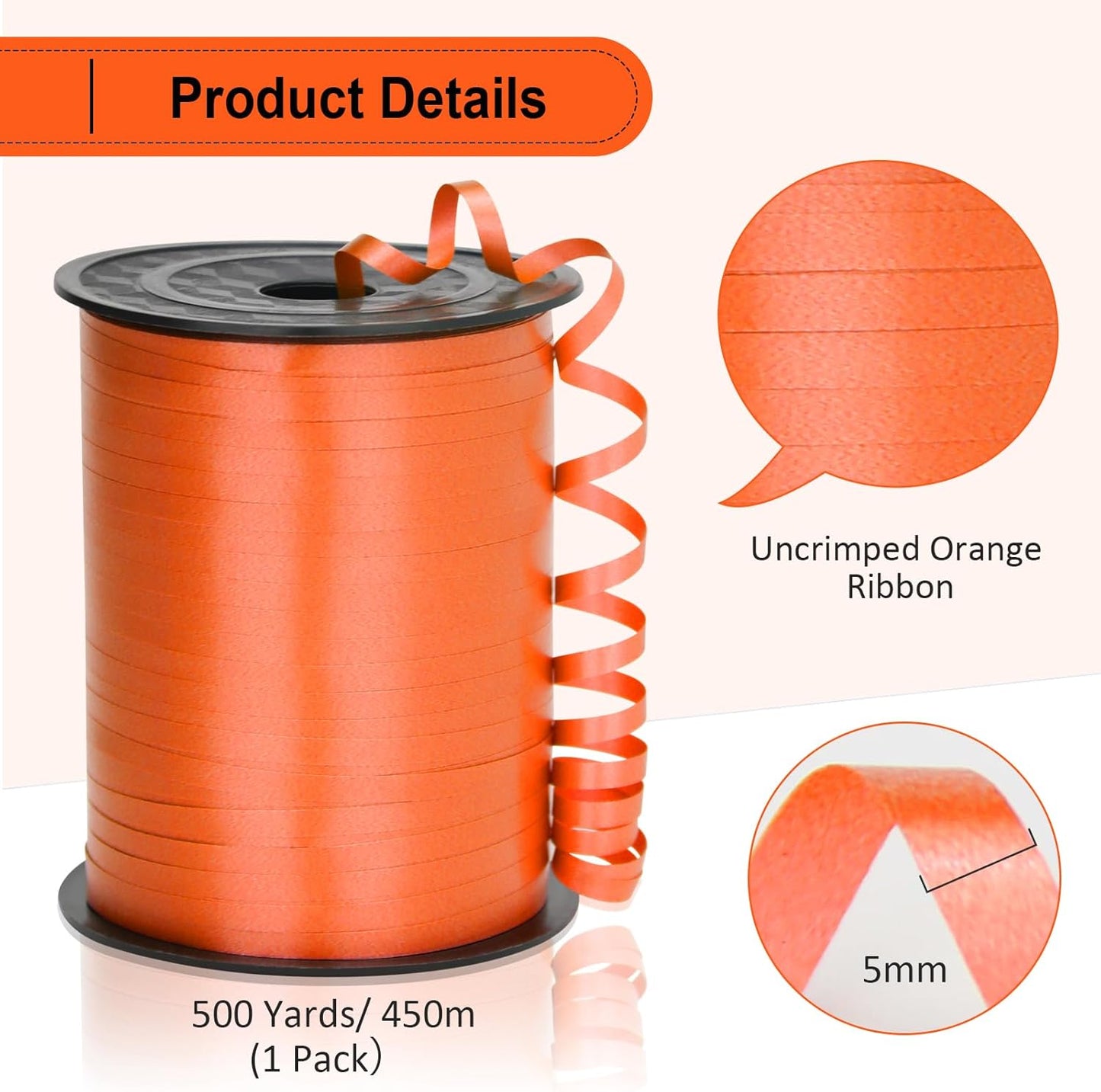Rose Gold Curling Ribbon - 500 Yard Shiny Metallic Curling Ribbon for Gift Wrapping, Balloons, Birthdays & Parties