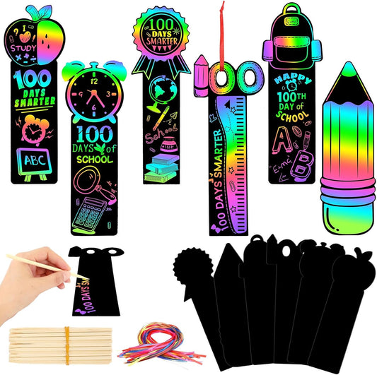 AUGSUN 96Pcs Luau Crafts, Magic Rainbow Scratch Art Luau Bookmarks Hawaiian Luau Party Favors Games Activities Summer Arts and Crafts
