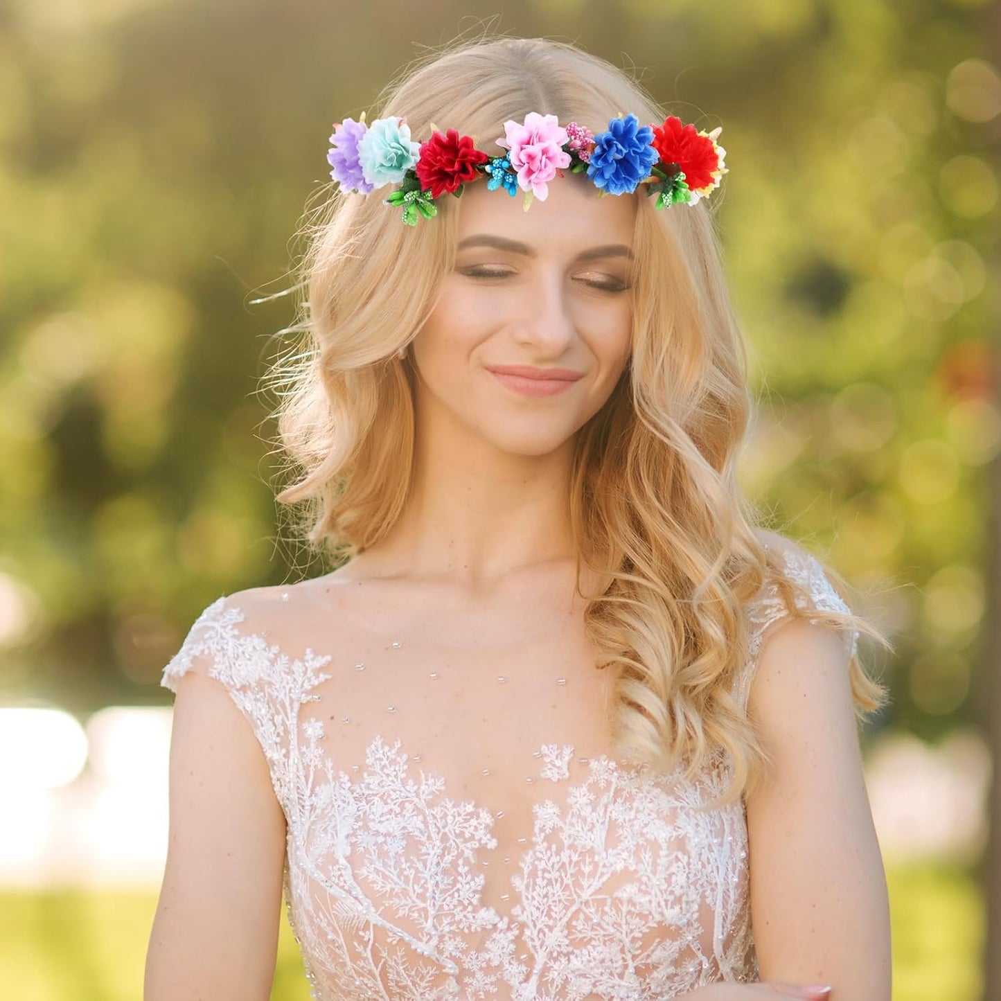 Zeyune 20 Sets Spring Tea Party Favor Flower Crowns Making Kit, Make Your Own Flower Crown Wreath Garland Headbands Craft Kit Handmade DIY Fairy Floral Hair Accessories Gift for Women(Daisy)