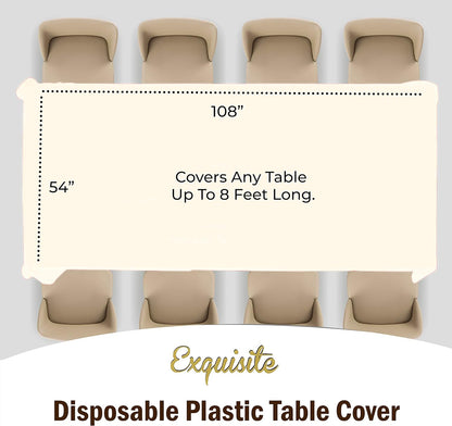Exquisite Party Solids 6-Pack Premium Plastic Tablecloth 54in. x 108in. Rectangle Plastic Table Cover - Navy