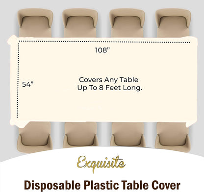 12-Pack Premium Plastic Tablecloth 54in. x 108in. Rectangle Table Cover - Dark Blue - Colors A