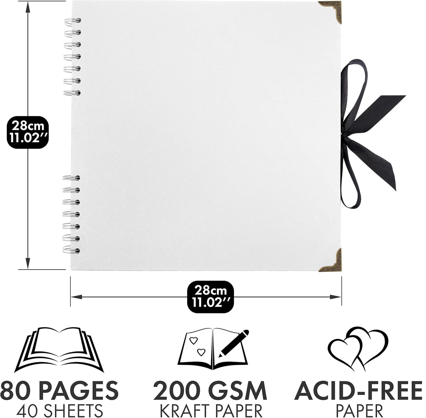 Bstorify Scrapbook Album 60 Pages (8 x 8 Inch) Brown Thick 200gsm Kraft Paper, Photo Album Scrapbook, Memory Book - Ideal for Your Scrapbooking Albums Art & Craft Projects
