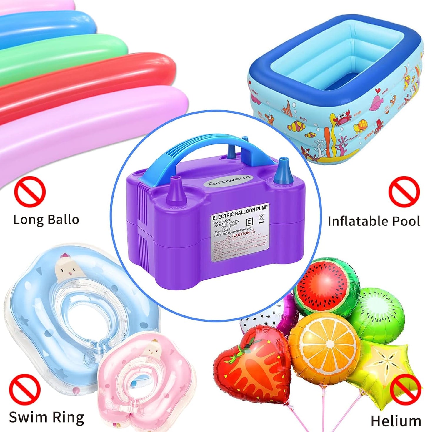 Growsun Balloon Pump Electric 110V 600W Balloon Garland Arch Kit Air Blower Inflator for Party Balloons Decoration Baby Shower Tape Strip Include