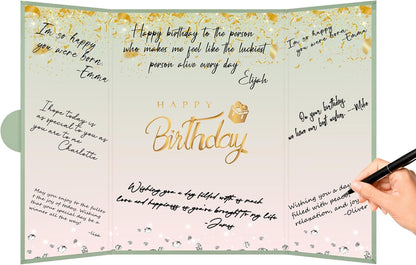 Crenics Black and White Birthday Decorations Women Men, Creative Birthday Guest Signature Book Alternative 18" x 12", Great Party Gifts for Girls or Boys