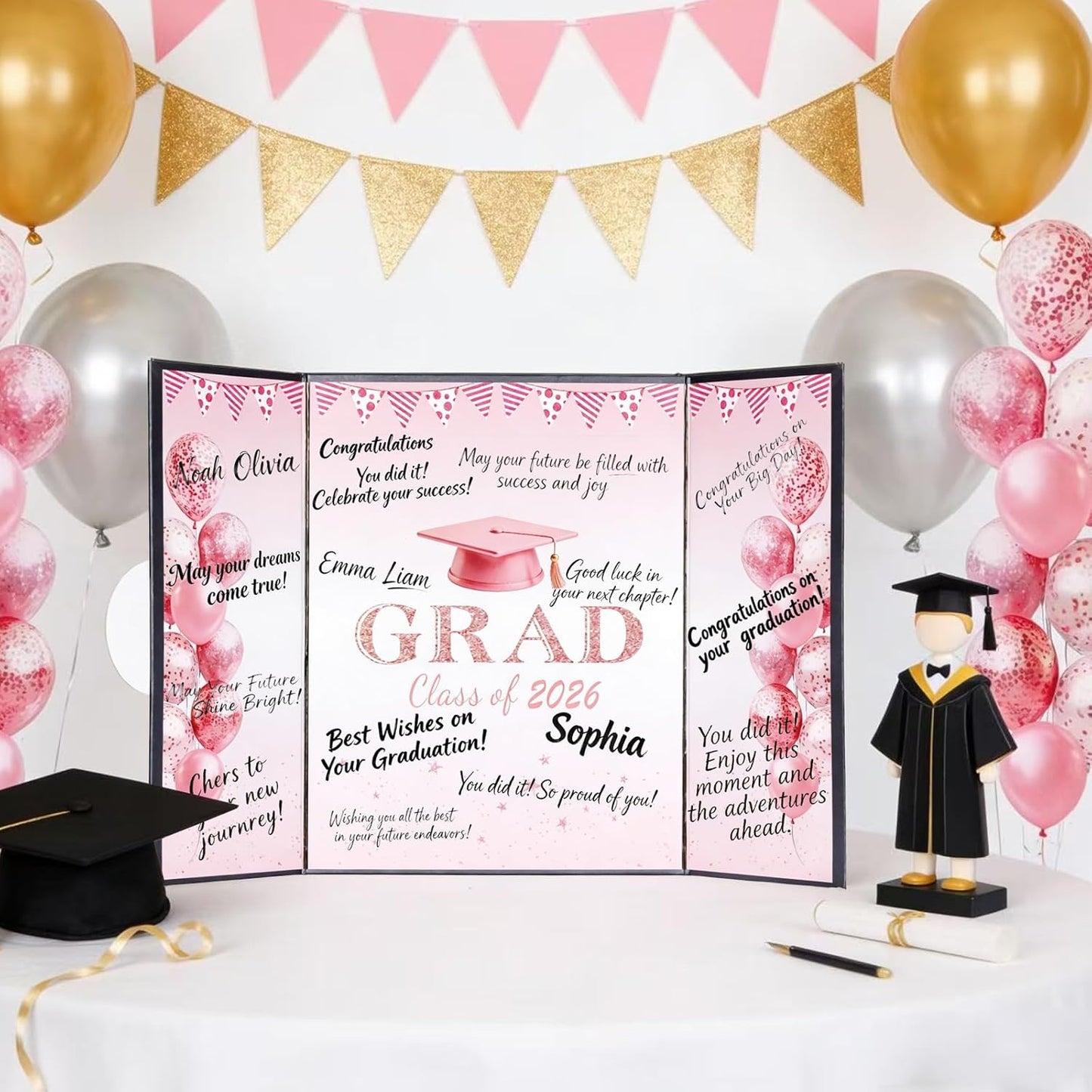 Green Graduation Party Decorations Class of 2026 - Extra Large 22" x 14" Graduation Guest Book to Sign Signature Board for Graduation Gifts Congrats Grad Party Favors Supplies Decor Keepsake