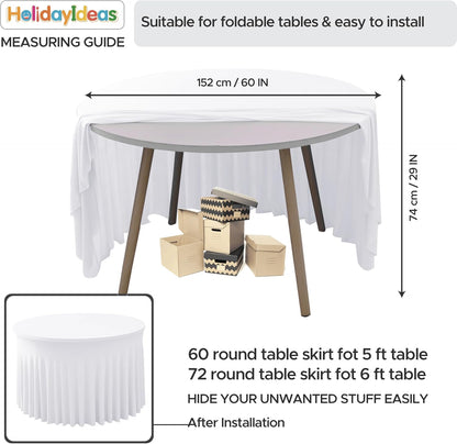 HolidayIdeas 2 Pack Spandex Table Skirt for 6 Ft Rectangle Tables, Black Fitted Stretch Tablecloth 30 x 72 Inch, Wrinkle Resistant Ruffle Design for Wedding Banquets, Trade Shows, Parties