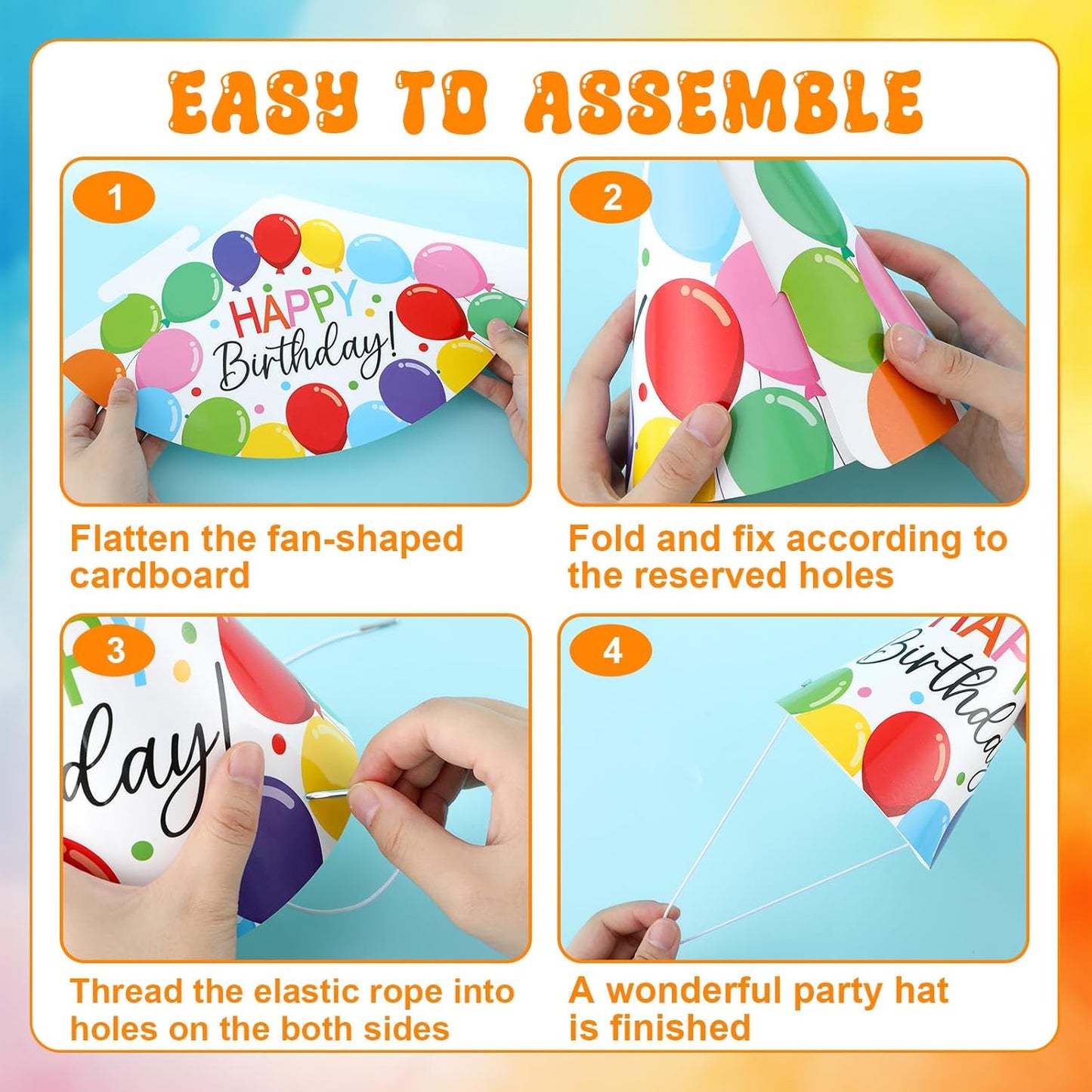 Lonfliness 32Pcs Colorful Party Hats for Kids Happy Birthday Cone Paper Hats Classroom Celebration Supplies Favors