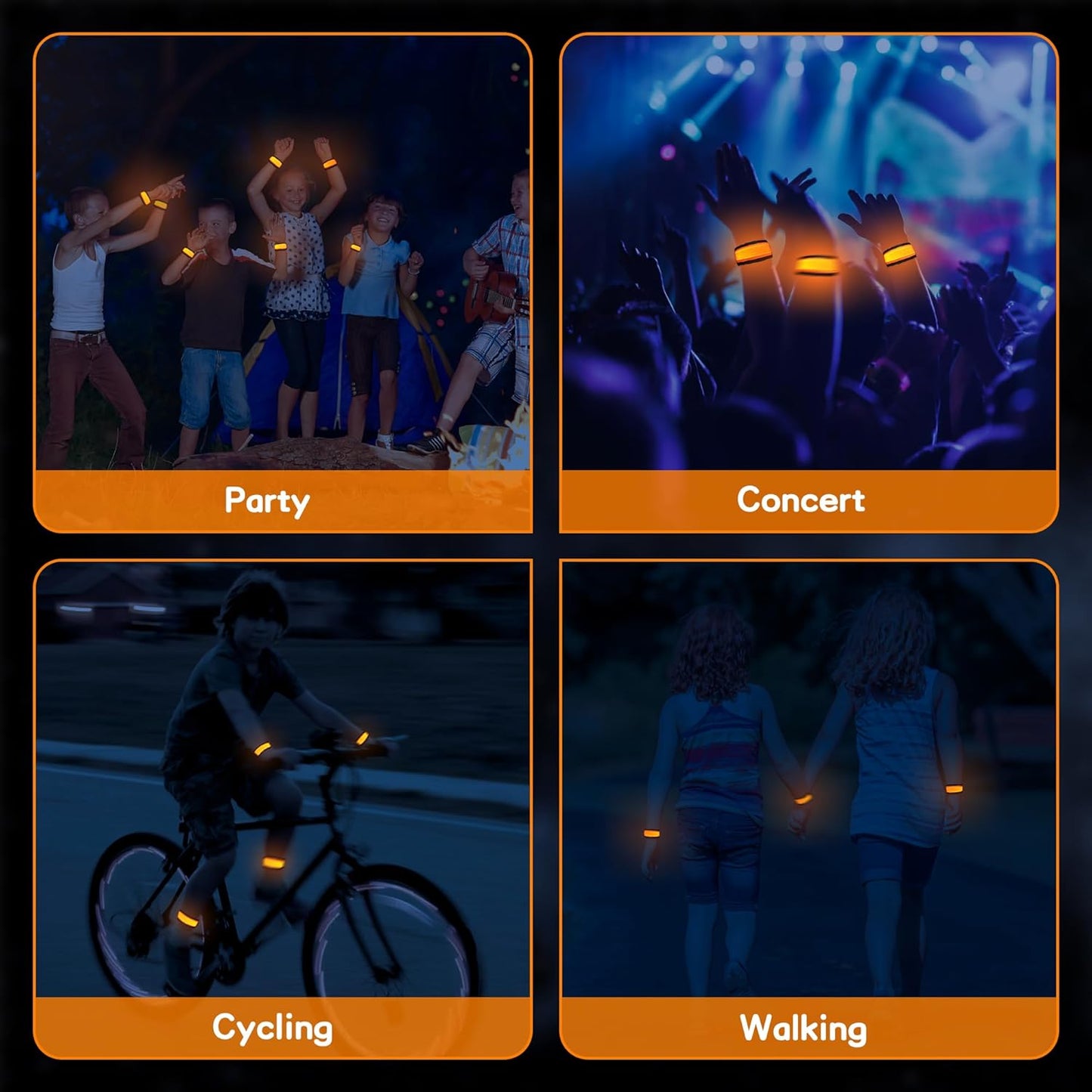 esonstyle 6 PCS LED Glow Bracelets, Night Safety Light Up Bracelets for Kids - Glow in The Dark Party Favors for Halloween, Christmas, Concerts, Festivals, Sports, Camping, Green