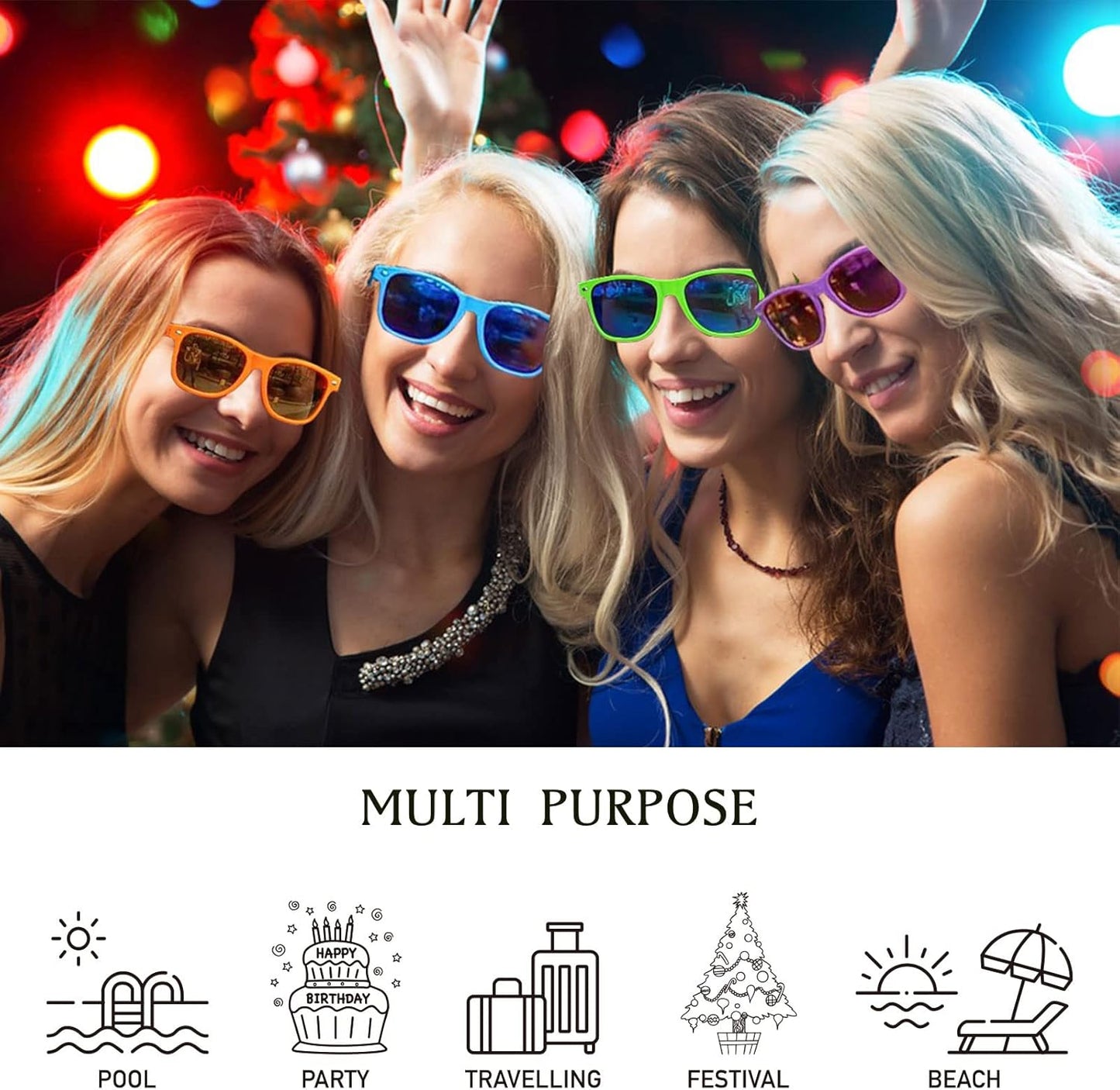 Party Sunglasses Bulk - Adult Retro Plastic Pack of 12 Vintage Sunglasses for Men Women - Party Favors