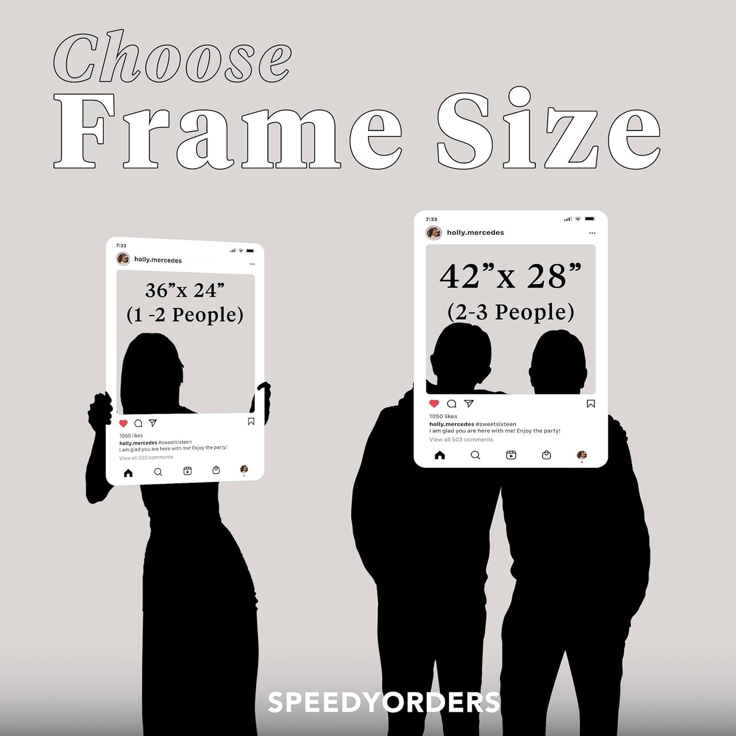 SPEEDYORDERS Social Media Photo Booth Prop - Custom Instagram Photo Booth Frame - Customized Insta Giant Selfie Frame - IG Frame For Fun Social Media Posts