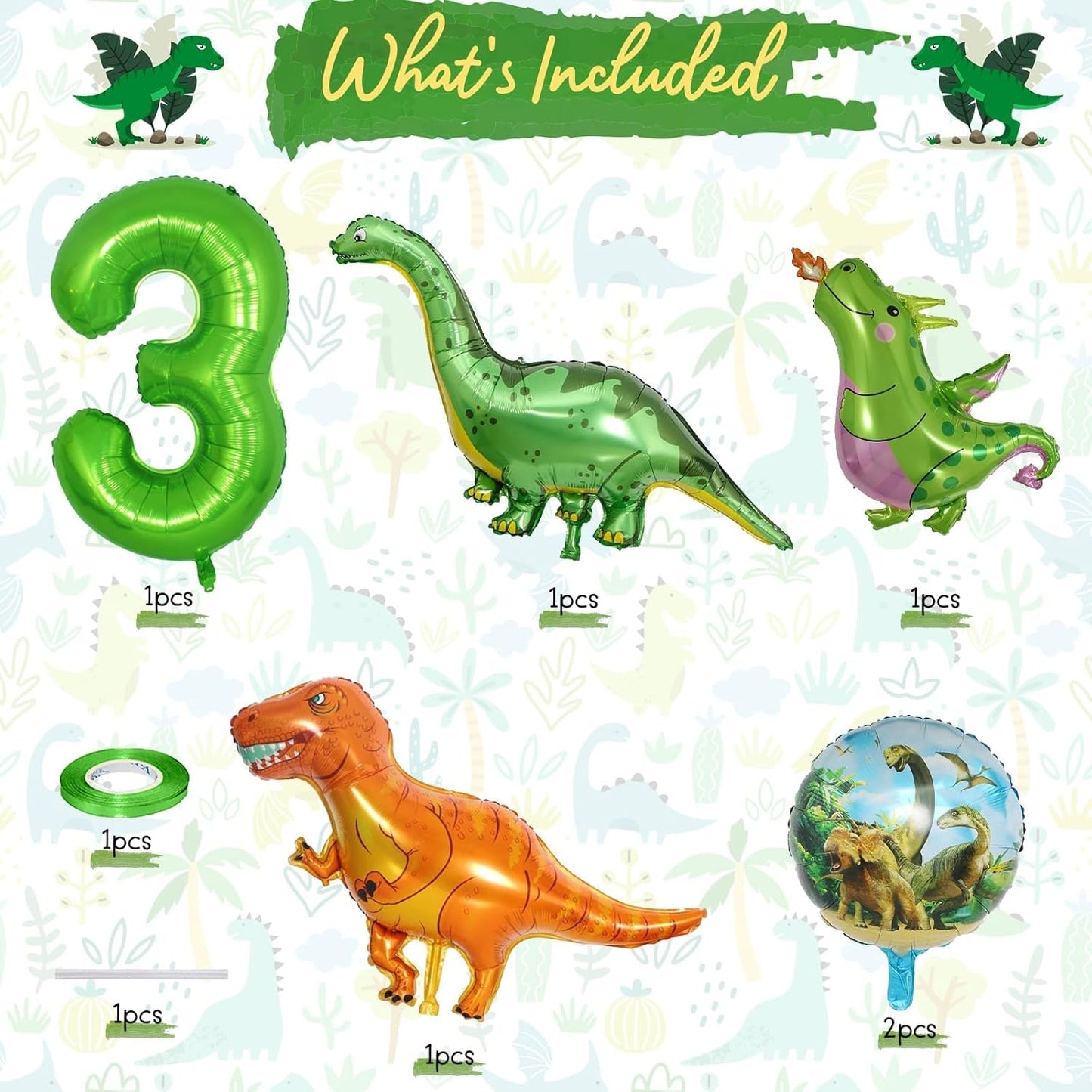 Dinosaur 5th Birthday Decorations, Dinosaur Birthday Party Decorations with Giant Inflatable Dinosaur Balloons 40 Inch Helium Foil Mylar Number 5 Balloons for Dinosaur Theme Birthday Party Decorations