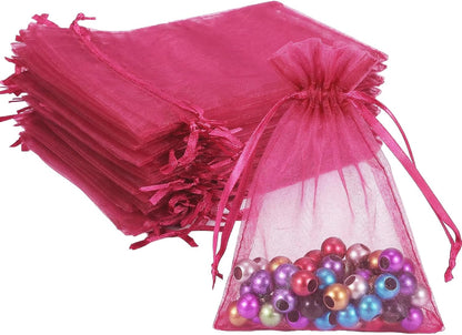 Wudygirl 100pcs 5X7 Inches White Organza Bags Christmas Drawstring Pouches Party Wedding Favor Bags Goodie bags(White 5x7)