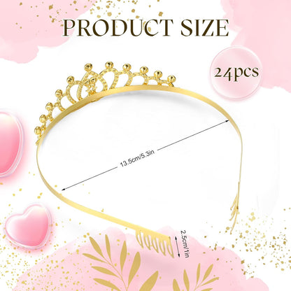 24 Pcs Crystal Tiara Crowns for Women Bulk Rhinestone Princess Headband Crown with Combs Tiaras for Pageant Bridal Shower Wedding Birthday Prom Party Gifts