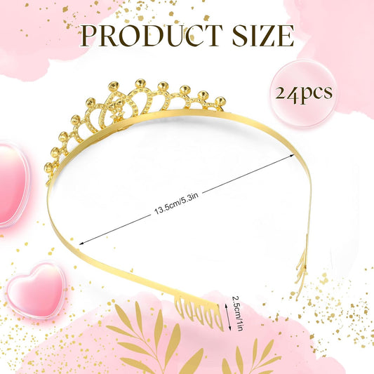 24 Pcs Crystal Tiara Crowns for Women Bulk Rhinestone Princess Headband Crown with Combs Tiaras for Pageant Bridal Shower Wedding Birthday Prom Party Gifts