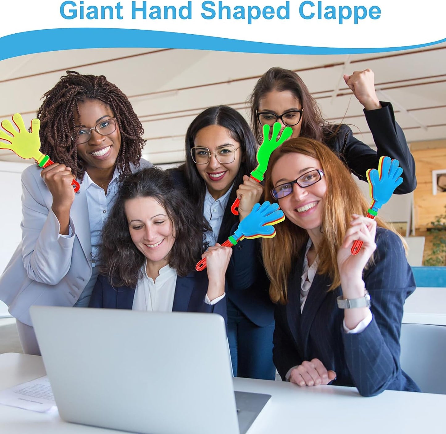 4 Pcs Hand Clappers 9 Inch Large Hand Clappers Noisemakers Cheer Noise Makers Finger Noise Makers for Sporting Events Basketball Football Game Party Favors (Mixed Colors)