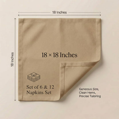 ACCENTHOME Natural Cotton Linen Napkin Set of 12 18x18 inch Dinner Napkins - Washable Soft Premium Hotel Quality Reusable Hemmed Edges Napkins Perfect Table Linens for Family Dinners, Weddings