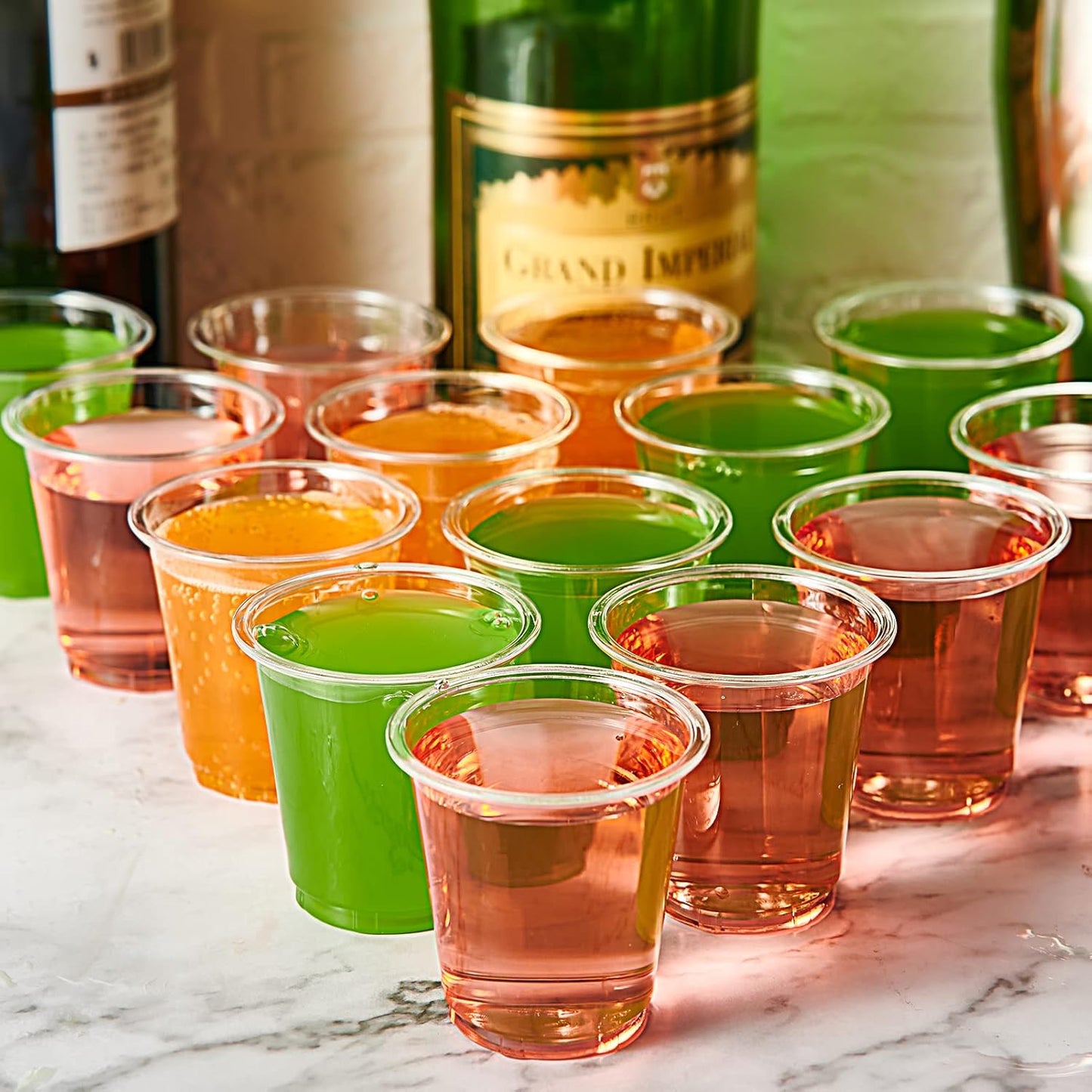 Lilymicky 500 PACK 1 oz Plastic Shot Glasses, 1 Ounce Clear Disposable Party Cups for Vodka, Whiskey, Tequila, Mini Plastic Containers for Sauce, and Sample Tasting