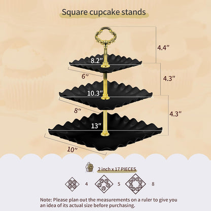 NWK 5 Piece Cake Stand Set with 2 x Large 3-Tier Cupcake Stands, 3 x Appetizer Trays, for Wedding Birthday Baby Shower Tea Party Decorations (White)
