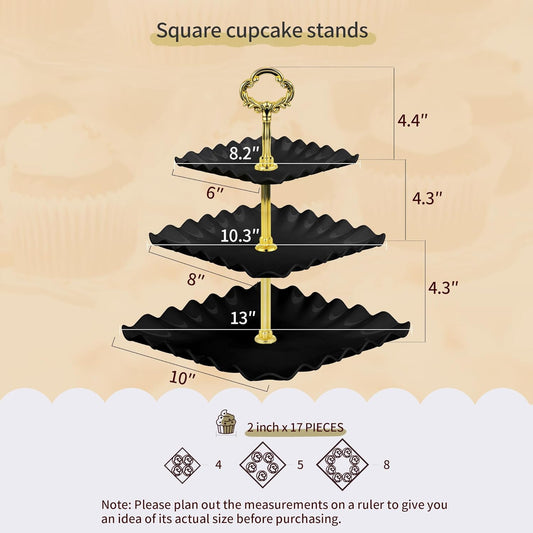 NWK 5 Piece Cake Stand Set with 2 x Large 3-Tier Cupcake Stands, 3 x Appetizer Trays, for Wedding Birthday Baby Shower Tea Party Decorations (White)