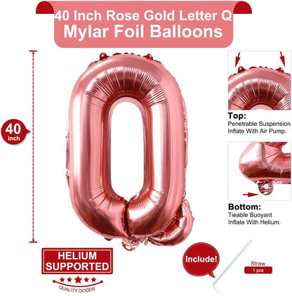 Lovoir 40 Inch Large Rose Gold Letter A Balloons Big Size Jumbo Mylar Foil Helium Balloon for Birthday Party Celebration Decorations Alphabet Rose Gold A