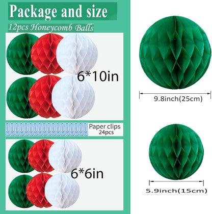 Rainbow Paper Honeycomb Balls,6 and 10 inch Hanging Tissue Pompoms,12 Pack Party Decorations