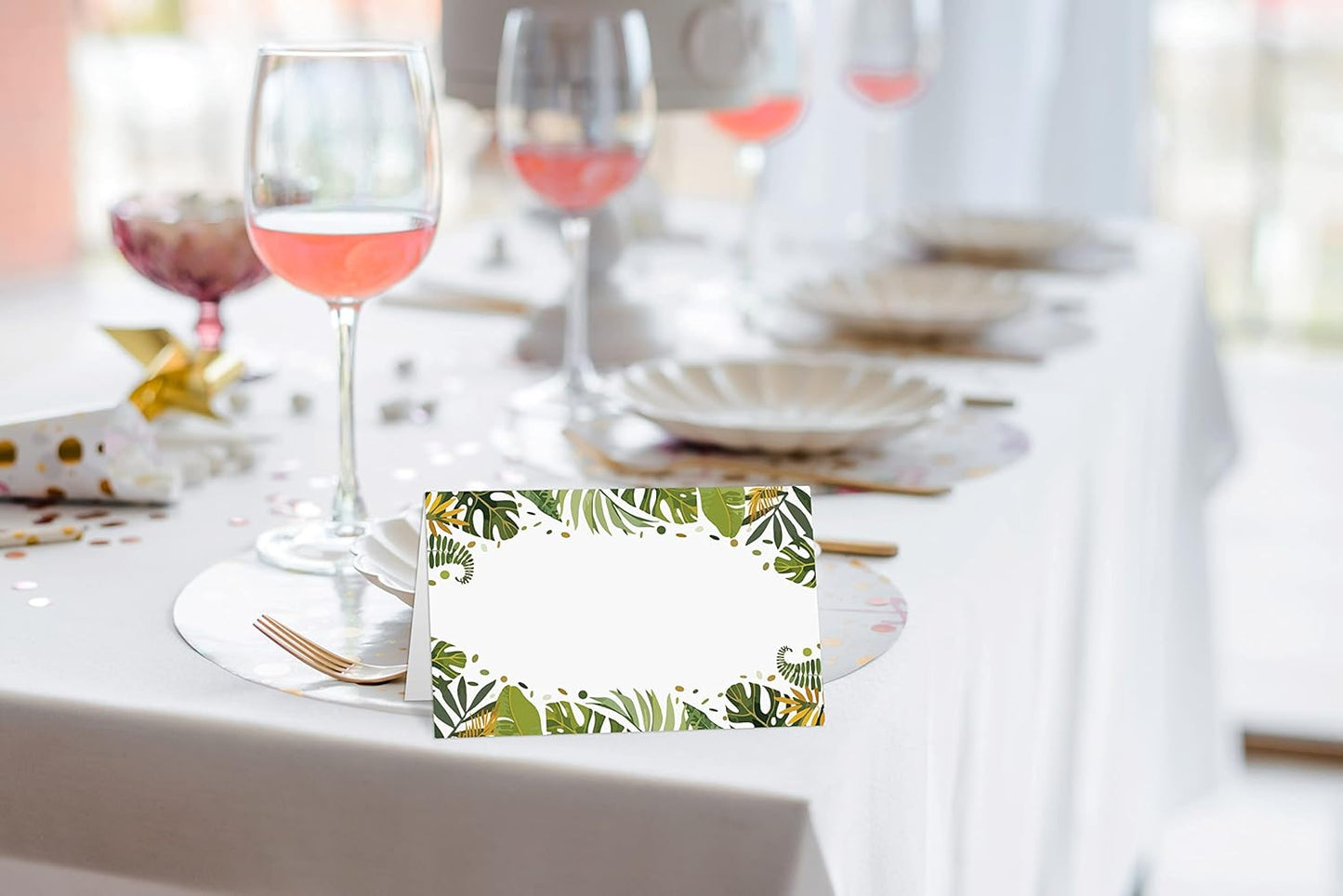 Jungle Tropical Theme Party Pack - 25 Editable Name Place Cards with Easy Folding (B15)