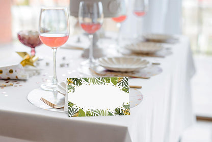 Jungle Tropical Theme Party Pack - 25 Editable Name Place Cards with Easy Folding (B15)