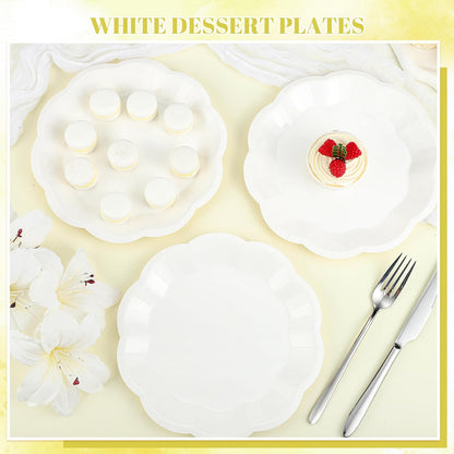 NatNarr 30 Pcs Sage Green Paper Plates, 7 Inch Scalloped Paper Plates Small Dessert Cake Plate Cute Party Plate Disposable Sage Greens Party Supplies for Wedding, Baby Bridal Shower, Birthday