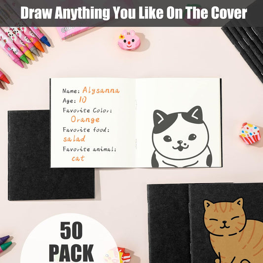 Thenshop 50 Pack Mini Pocket Kraft Notebooks Bulk 4 x 4 Inch Journal Notepads with Dot Memo Sketchbooks Writing Notepad for Party Favors Supplies(Fresh Color,Blank Page)