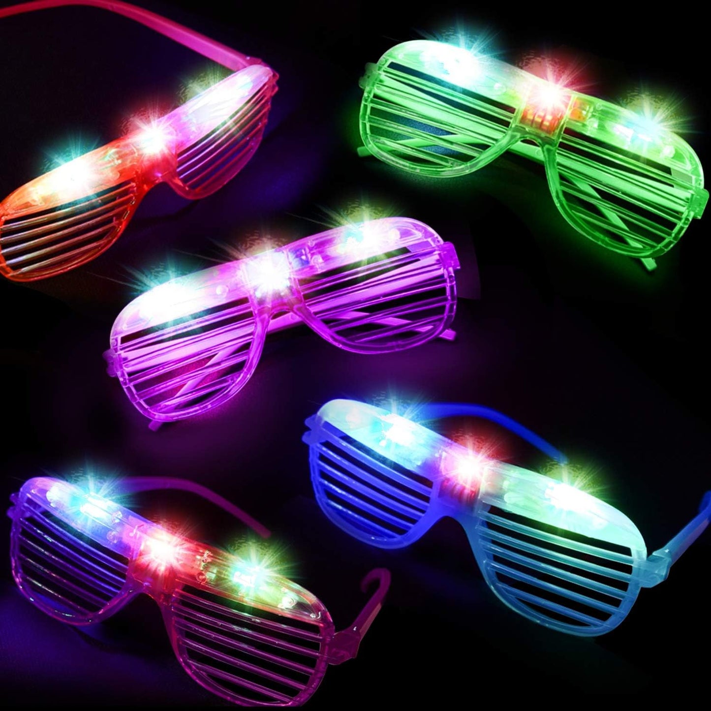 iGeeKid 50 Pack LED Glasses Light Up Party Glasses Glow In The Dark Party Supplies Shutter Neon Toys Flashing Glasses Party Patriotic