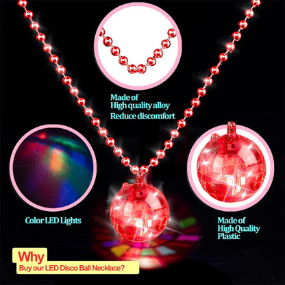 JICASTO LED Disco Ball Earrings and Necklaces, 2 Pcs 70s 80s Light up Disco Ball Set for Disco Party Favors Dance Accessories Women Halloween Costume