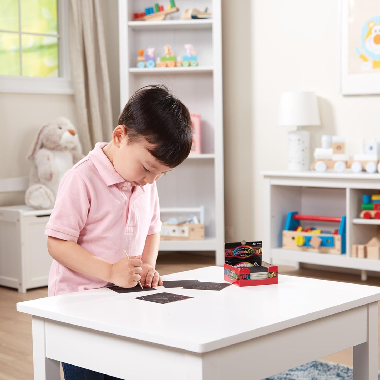 Melissa & Doug Scratch Art® Box of 125 Friendship-Themed Shaped Notes in Desktop Dispenser (Approx. 3.5” x 3.5” Each Note)