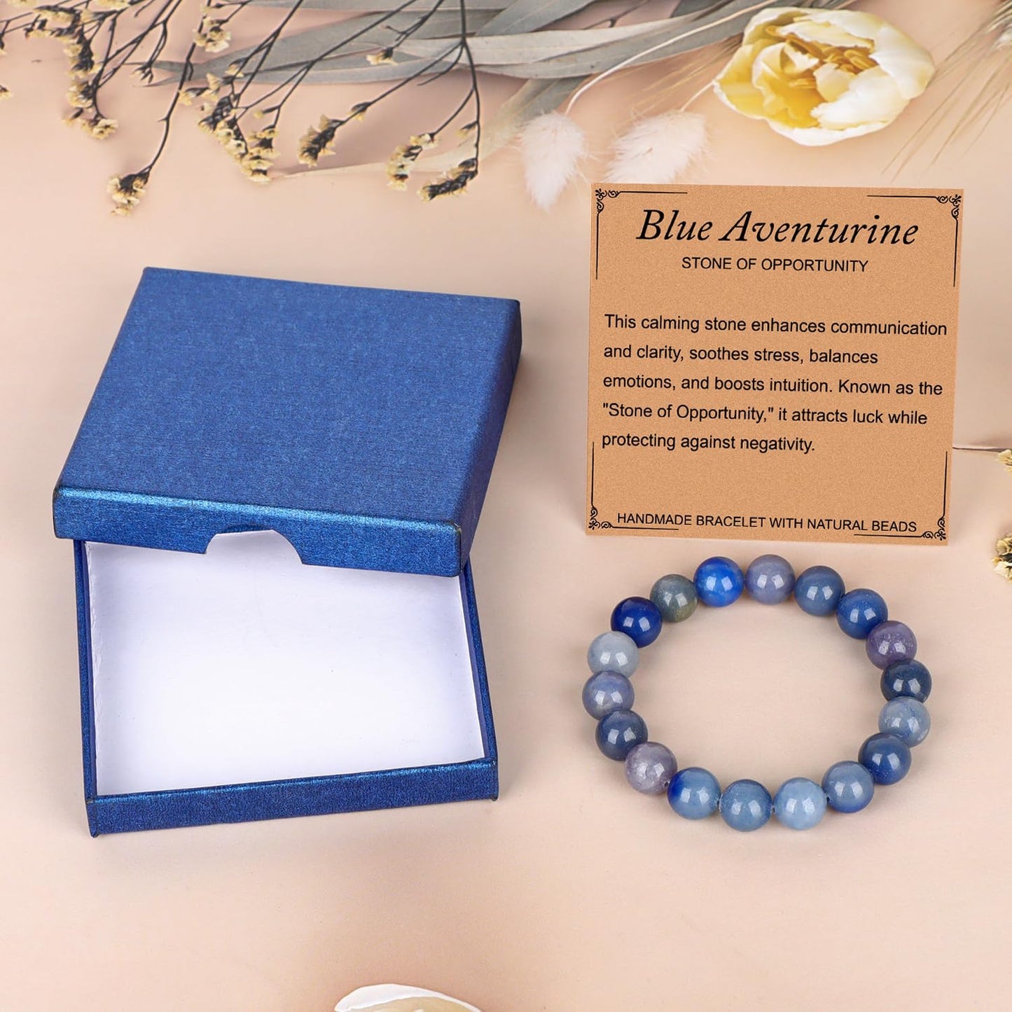 LPBeads Handmade Natural Gemstone Stretch Elastic Bracelet Healing Crystal Round Stone Beads Jewelry Gifts for Women Men