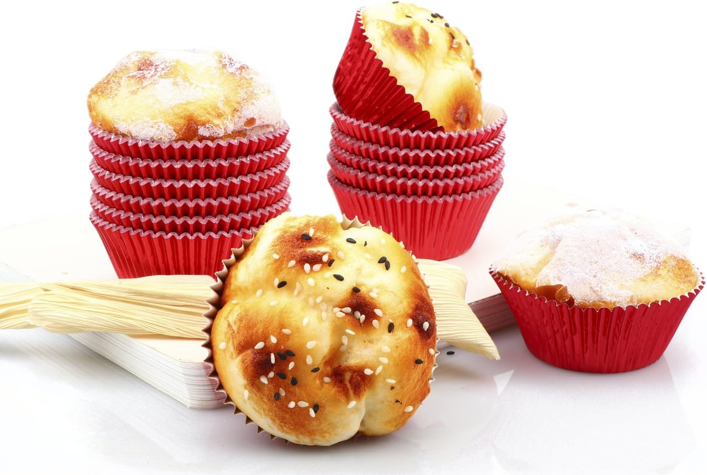 Gifbera White Metallic Foil Cupcake Liners Standard Size Baking Cups, 200-Count