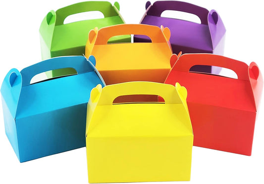 The Dreidel Company Gable Treat Boxes, Party Favors, 6.25" x 3.5" x 3.5" Inch Box, 25-Pack (Assorted)