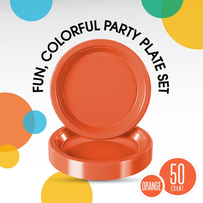 Exquisite Party Solids Red Plastic Plates For Party Supplies 10" Red Disposable Plates Heavy Duty 50 Pcs Plastic Dinnerware Sets Heavy Duty 350 GSM Disposable Dinnerware Set