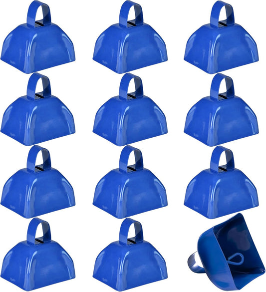 Metal Cowbell - 12 Pack, 3 Inch Red Cow Bells for Sporting Events, Cheering, Spirit, Loud Cow Bell Ideal Hand Percussion Cowbells Noise Makers for Sporting Events, Football Games, and Celebrations
