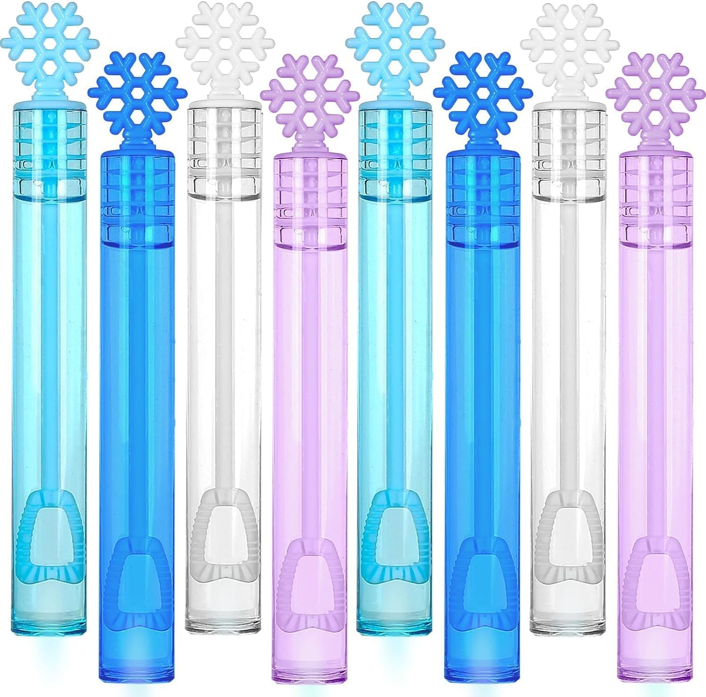 32 Pcs Snowflake Bubble Wand Bulk for Kids, 4 Color Mini Snowflake Party Favor, Valentine's, Goody Bag Stuffers, Classroom Exchange Prizes, Birthday Gift, Pinata, Winter Themed Toy for Girl Boy