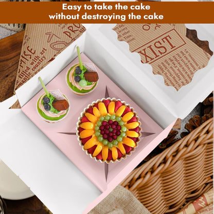 10 Packs Bento Cake and Cupcake Box 3 Holes Fit 2 Cupcakes and 1 Mini Cake Box with Clear Window and Stickers for Cake Cupcake Cookie or Easter and Mother’Day. (1+2/10pcs)