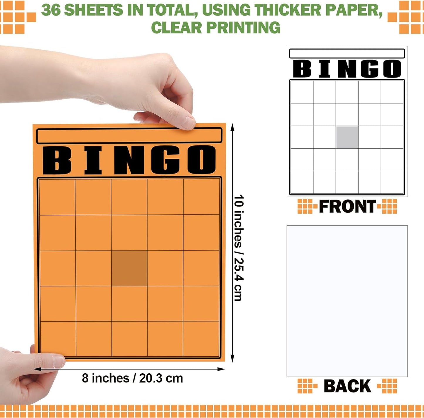 WinnerWhy 36 Pcs Blank Bingo Cards White Jumbo Bingo Game Board Make Your Own Cards Bulk Blank Large Sheet Squares Funny Game Board for Adult Party Square Fill in Gift