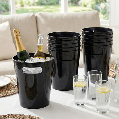 meekoo 32 Pack Gold Ice Buckets for Parties, 3l Plastic Beverage Bucket with Handle, Large Drink Tub Cooler for Champagne, Wine, Beer, and Soda, Beverage Tubs for Wedding, Bar, Table Display