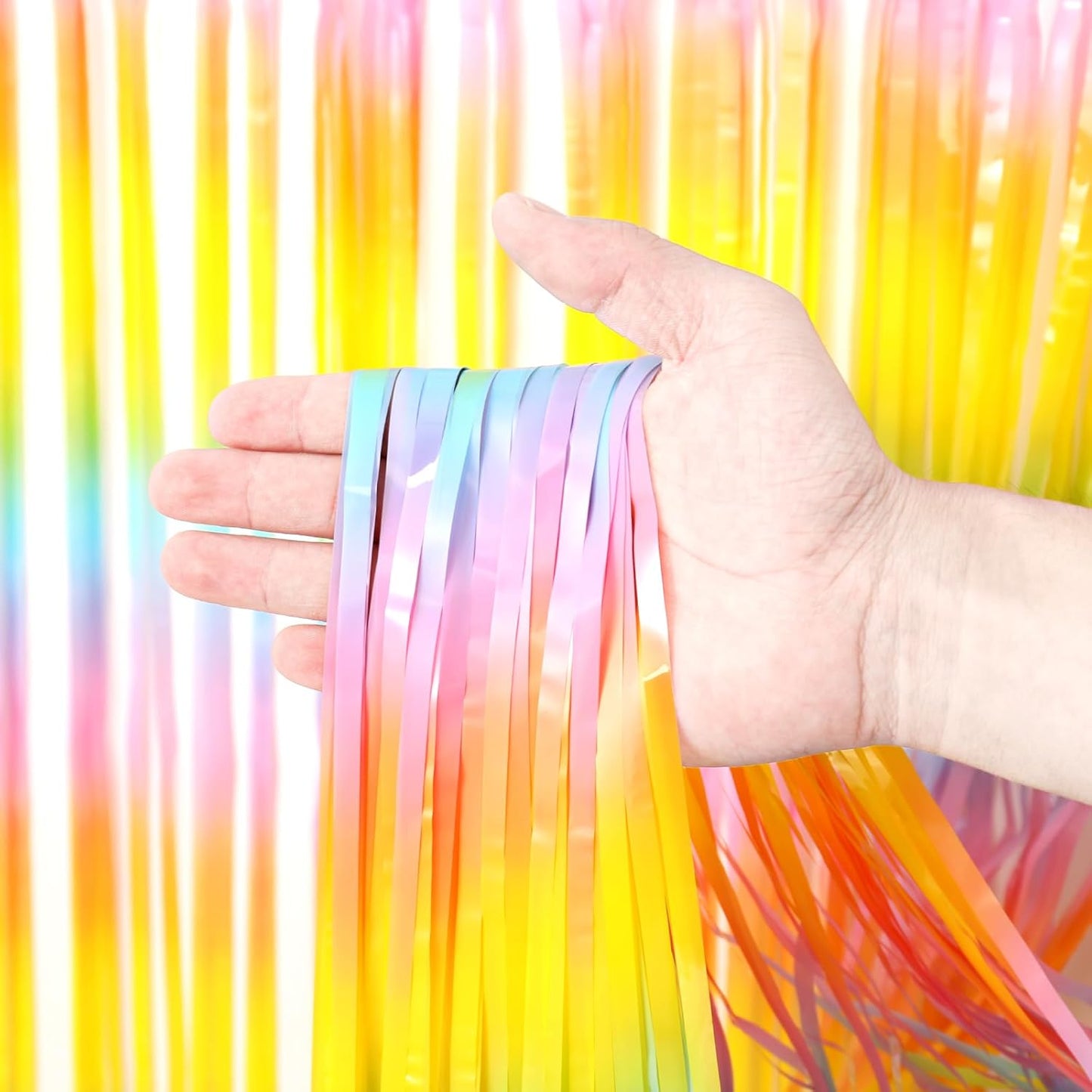 Voircoloria 3 Pack 3.3x8.2 Feet Gold Foil Fringe Backdrop Curtains, Tinsel Streamers, Fringe Backdrop for 2025 New Years Eve, Graduation, Birthday, Baby Shower, Gender Reveal, Disco Party - Colors B