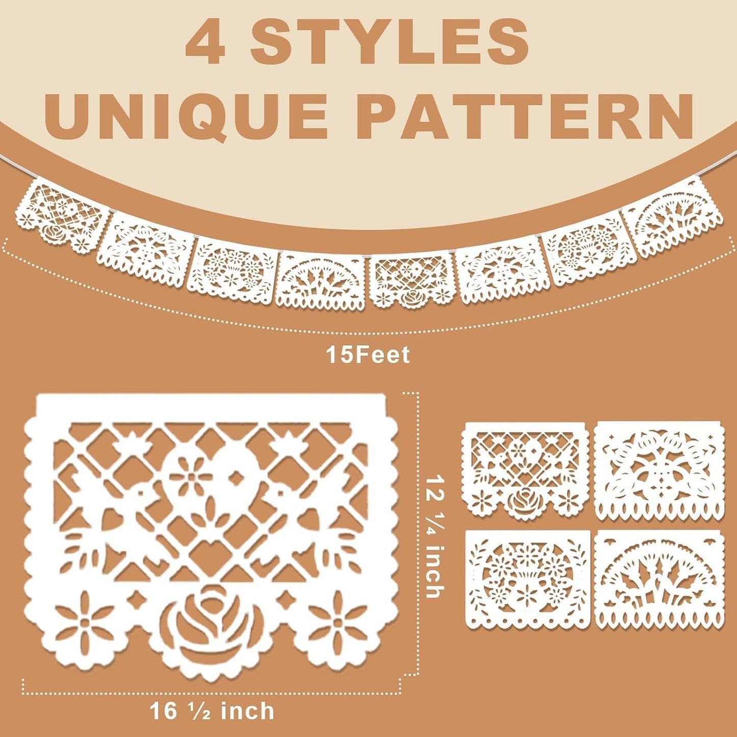 Asoulin 6PCS Mexican Party Banners, Cinco De Mayo Decoration Fiesta Party Decoration, Mexican Themed Party Decor 5 De Mayo Banner Plastic Papel Picado, Mexico Birthday Party Supplies -12 Patterns/90FT