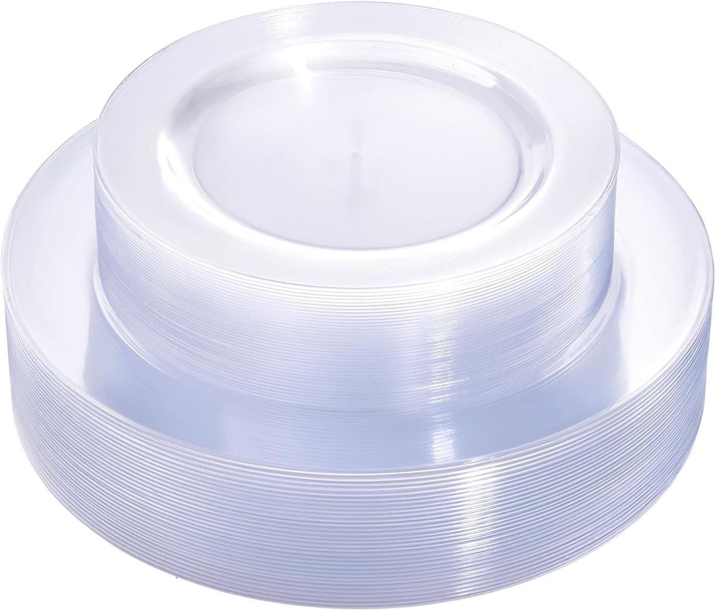 FLOWERCAT 60PCS White Plastic Plates - Heavy Duty White Disposable Plates for Mother's Day/Birthday Party/Wedding -serve for 30 guests Include 30PCS 10.25" & 30PCS 7.5" Plates for Party