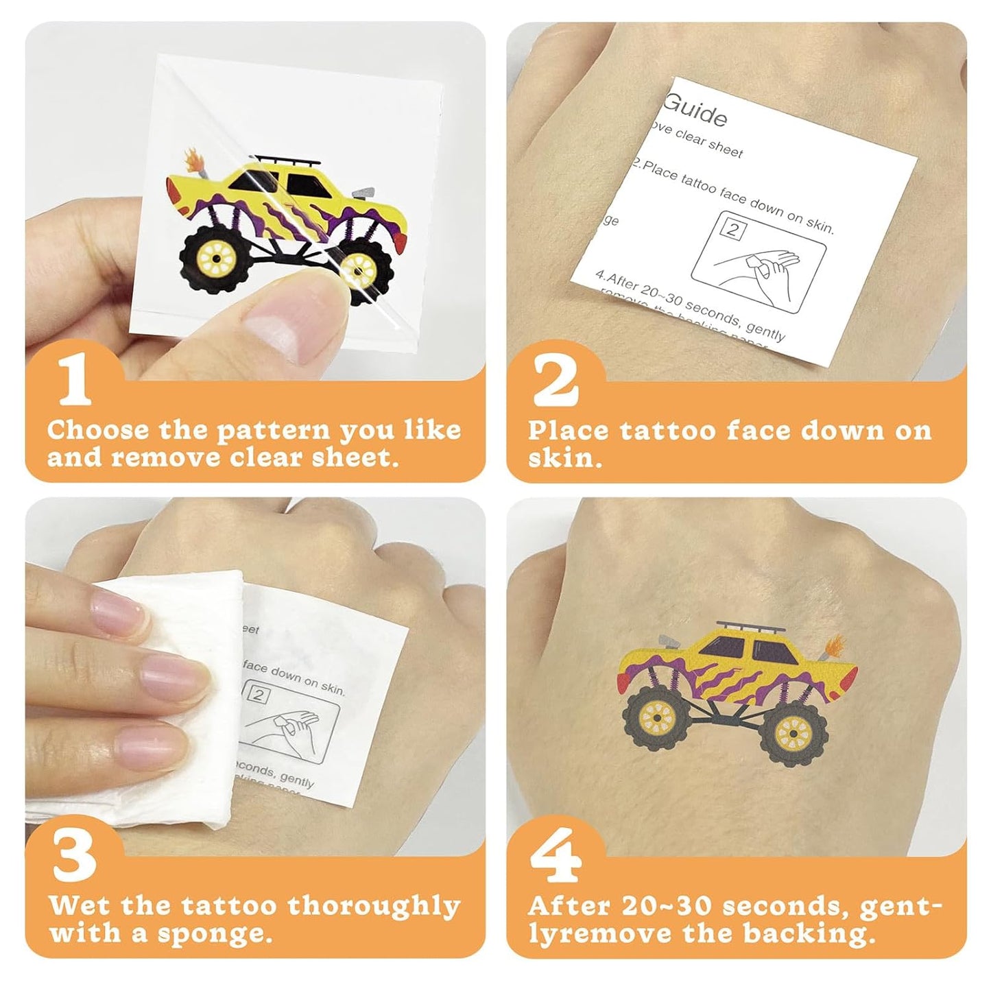 104 PCS Monster Truck Temporary Tattoos for Kids Party Supplies, Individually Wrapped Monster Truck Fake Tattoos Temp Tattoo Stickers for Boys Girls Birthday Party Favors Decorations Activities