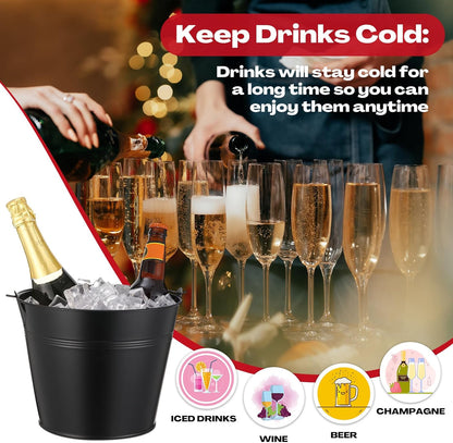 Didaey 24 Pcs Metal Beer Bucket Bulk Ice Bucket Ice Pails with Handle Champagne Soda Party Beverage Chiller for Summer Picnic Pool Wedding Party Supplies Wine Champagne Bar (7.1 x 6.5 x 5.1",Gold)