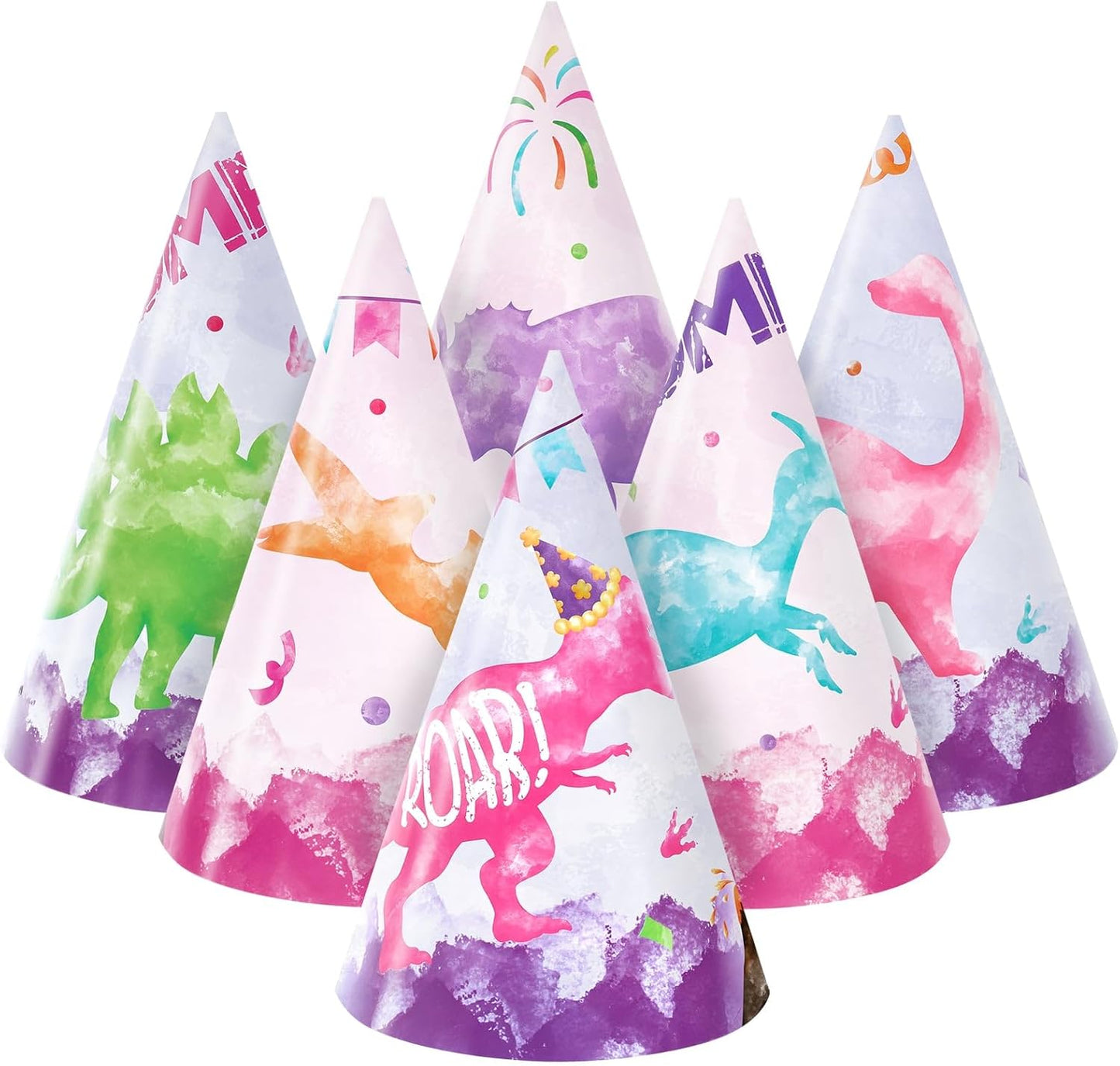 WERNNSAI Birthday Party Hats - 12 Pcs Birthday Party Supplies Cone Hat Headbands Colorful Paper Party Hats for Kids